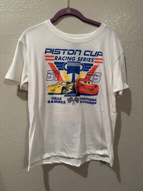NWOT Disney Pixar Cars Piston Cup Lightening McQueen and Cruz Ramirez Tee M